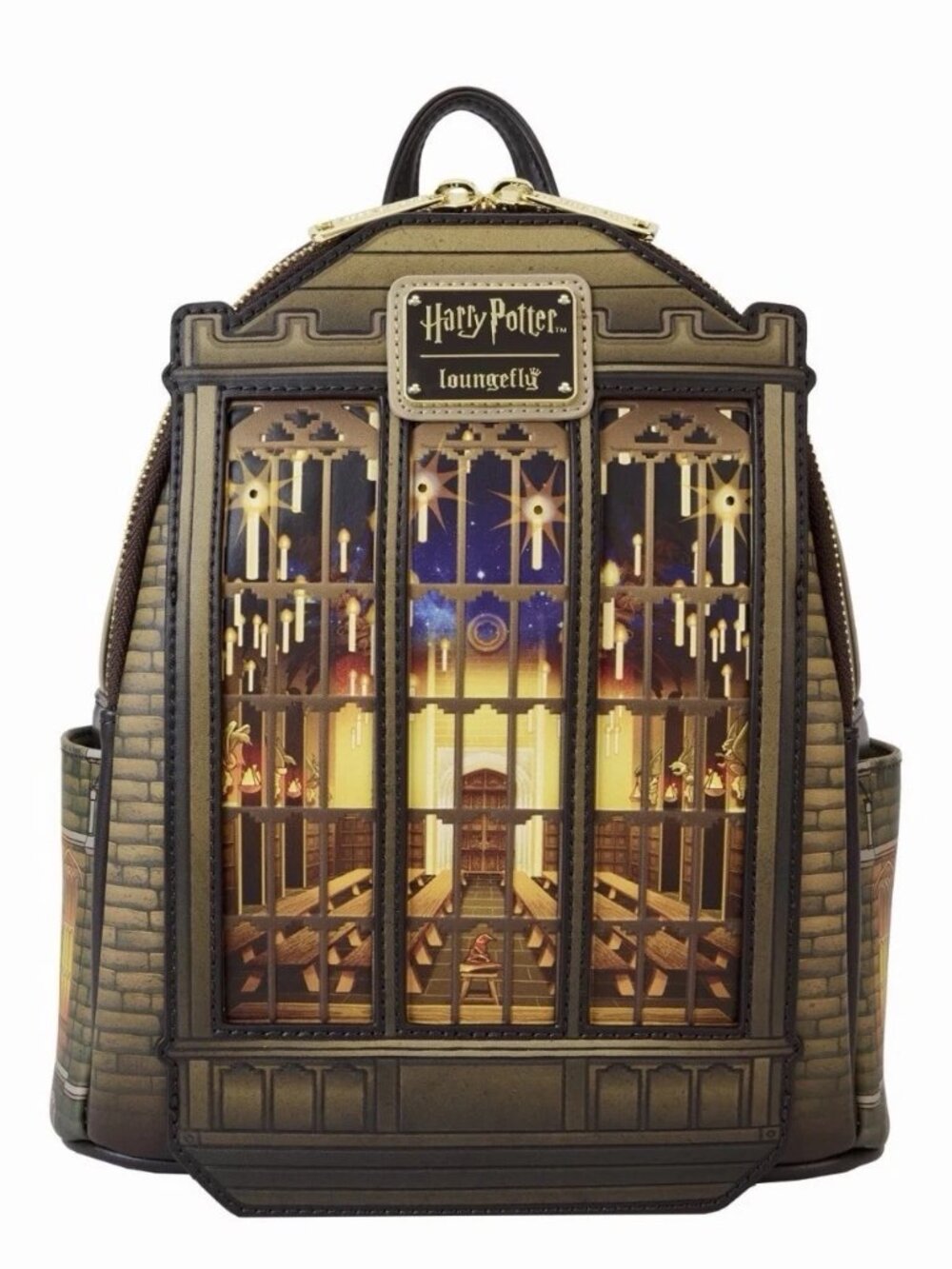 Loungefly Harry Potter Hogwarts Great Hall Mini Backpack Light Up Hard Tag Bag